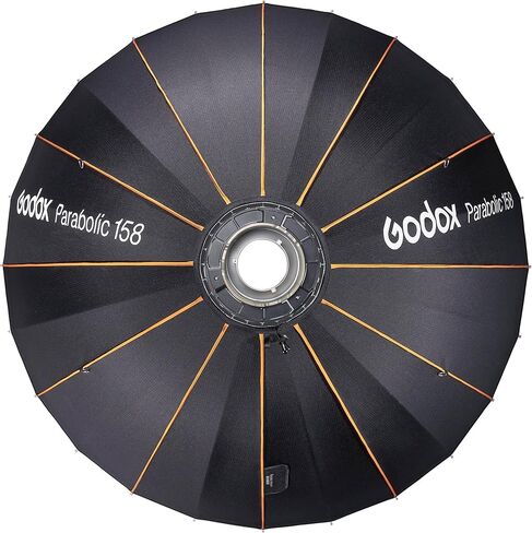 طقم عاكس Godox Parabolic 158، نظام تركيز الضوء المكافئ 59.1 بوصة مع محول تثبيت Bowens، عاكس داخلي فضي طويل للأزياء والصور الفوتوغرافية والاستوديو (P158K) in Kuwait