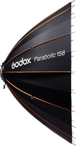 طقم عاكس Godox Parabolic 158، نظام تركيز الضوء المكافئ 59.1 بوصة مع محول تثبيت Bowens، عاكس داخلي فضي طويل للأزياء والصور الفوتوغرافية والاستوديو (P158K) in Kuwait