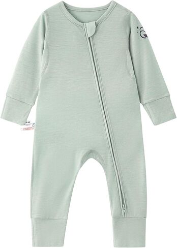 kaiya baby Unisex Zipper Closure Footies, Merino Wool ＆Rayon Made From Bamboo Bodysuit - Long Sleeve Bodysuit in Saudi Arabia