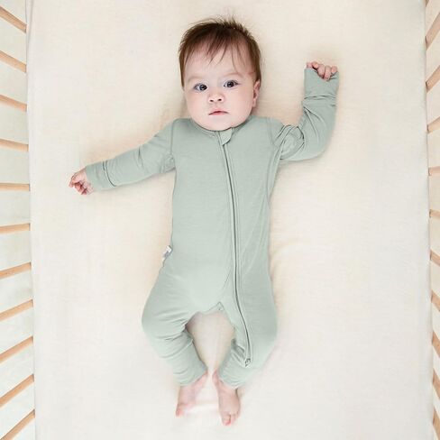 kaiya baby Unisex Zipper Closure Footies, Merino Wool ＆Rayon Made From Bamboo Bodysuit - Long Sleeve Bodysuit in Saudi Arabia