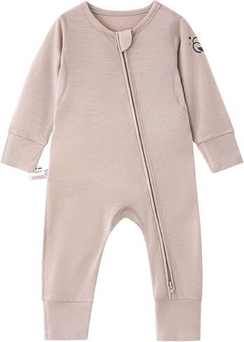 kaiya baby Unisex Zipper Closure Footies, Merino Wool ＆Rayon Made From Bamboo Bodysuit - Long Sleeve Bodysuit in Saudi Arabia