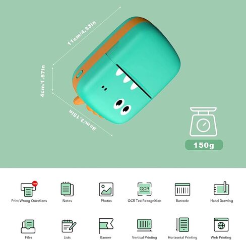 Yosoo Portable Self Adhesive Thermal Paper, Mini Thermal Printer with 5 Rolls Paper Thermal Printer Sticker Maker for Smartphone Printing with 9 Paper Rolls 57mm + 5 Self Adhesive Rolls (7) in Kuwait