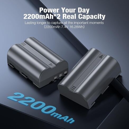 EN-EL3E Powerextra 2 x Battery & Dual LCD Charger Compatible with Nikon EN-EL3E Nikon D50, D70, D70s, D80, D90, D100, D200, D300, D300S, D700 Digital SLR Cameras in Kuwait