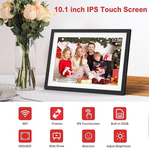 Frameo 10.1 Inch WiFi Digital Picture Frame with 1280x800 IPS Touch Screen Photo Frame Electronic, 32GB Memory, Auto-Rotate,Slideshow,Share Photos or Videos Instantly via Frameo App from Anywhere in Saudi Arabia