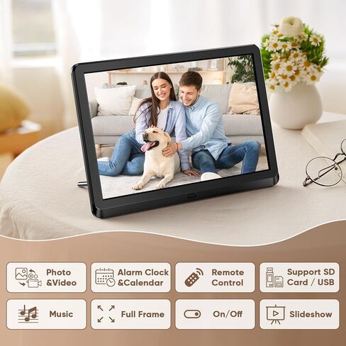 10 Inch Digital Picture Frame with IPS Screen, Smart Digital Photo Frames Electronic Picture Frame Slideshow with IPS Screen Remote Control Easy Setup and Share Photos Video for Friends and Family in Kuwait