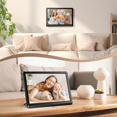 10 Inch Digital Picture Frame with IPS Screen, Smart Digital Photo Frames Electronic Picture Frame Slideshow with IPS Screen Remote Control Easy Setup and Share Photos Video for Friends and Family in Kuwait