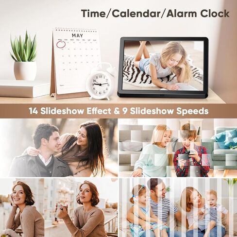 10 Inch Digital Picture Frame with IPS Screen, Smart Digital Photo Frames Electronic Picture Frame Slideshow with IPS Screen Remote Control Easy Setup and Share Photos Video for Friends and Family in Kuwait