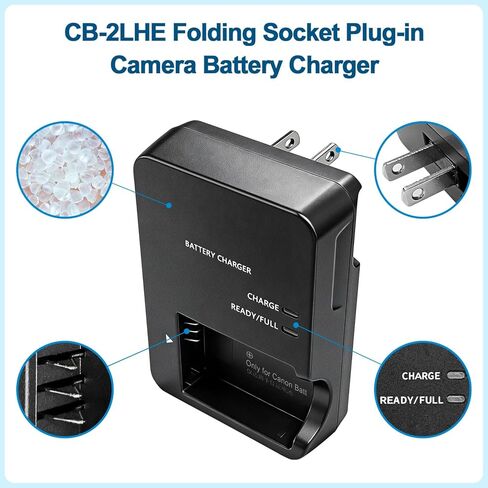 CB-2LH CB-2LHE Wall Plug Battery Charger Compatible with Canon NB-13L, Compatible with CB-2LHT G1X G1 X Mark III G5X G5X Mark II G7X G7X Mark II III G9X SX620 SX720 SX730 SX740 HS Digital Camera in Kuwait