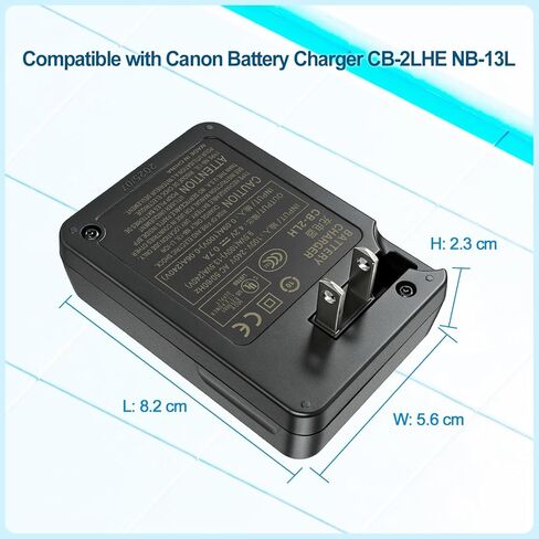 CB-2LH CB-2LHE Wall Plug Battery Charger Compatible with Canon NB-13L, Compatible with CB-2LHT G1X G1 X Mark III G5X G5X Mark II G7X G7X Mark II III G9X SX620 SX720 SX730 SX740 HS Digital Camera in Kuwait