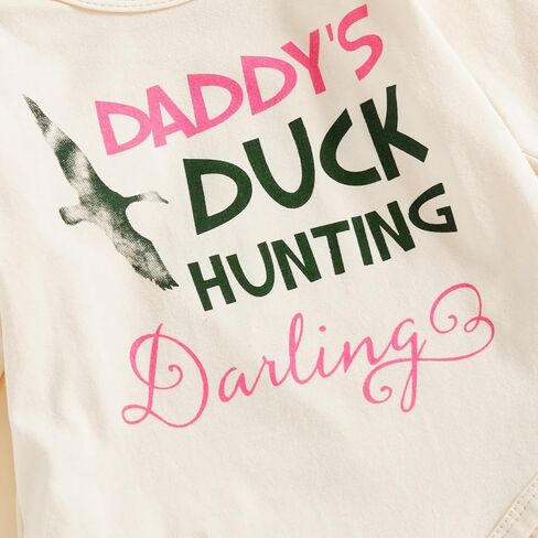 Baby Girl Hunting Clothes Duck Hunting Bodysuit Camo Flared Pants Headband Cute 3Pcs Newborn Going Home Outfit Fall in Kuwait