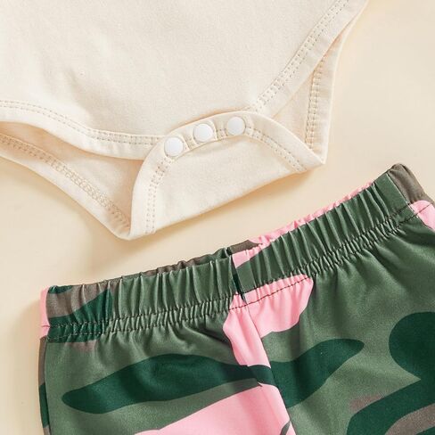 Baby Girl Hunting Clothes Duck Hunting Bodysuit Camo Flared Pants Headband Cute 3Pcs Newborn Going Home Outfit Fall in Kuwait