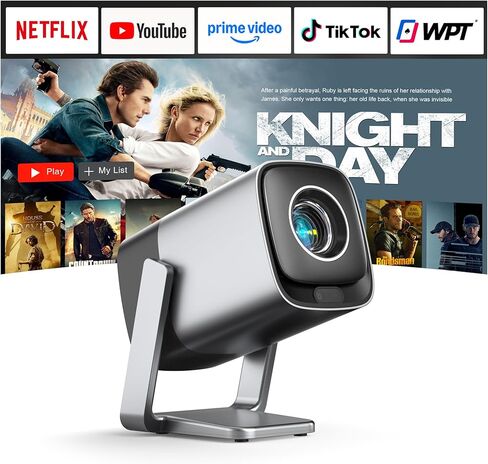 [Compatible with Netflix & TOF Real-time Focus] Mini Projector with WiFi and Bluetooth, XuanPad Silver Smart Projector 4K Support, Dolby Audio & Keystone, 210° Rotatable Stand for Home in Kuwait