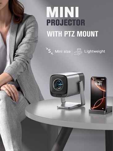 [Compatible with Netflix & TOF Real-time Focus] Mini Projector with WiFi and Bluetooth, XuanPad Silver Smart Projector 4K Support, Dolby Audio & Keystone, 210° Rotatable Stand for Home in Kuwait
