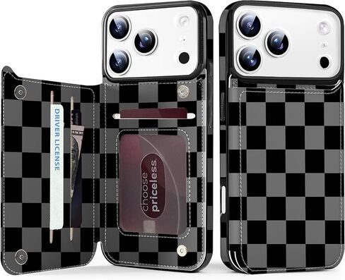TopPerfekt for iPhone 17 Pro Wallet Case with Card Holder, Military-Grade Drop Protection, Flip PU Leather Built, Double Magnetic Clasp Durable Shockproof for iP17 Pro 6.3Inch Cover-Stripes Blue White in Saudi Arabia