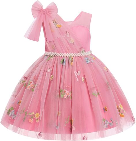 فستان فتاة الزهور من IBTOM CASTLE، فستان بناتي الزهور المطرز بفيونكة من التول، فساتين توتو للأطفال الصغار، لحفلات أعياد الميلاد in Kuwait