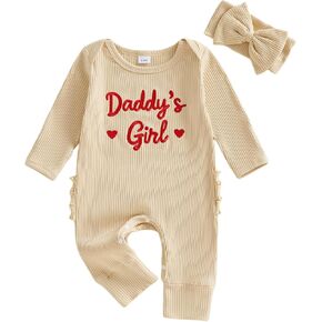 My First Fathers Day Baby Girl Outfit Daddys Girl Onesie Long Sleeve Romper Jumpsuit Infant Newborn Clothes in Kuwait