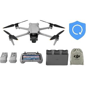 مجموعة DJI Air 3 Fly More Combo مع DJI RC 2، (بما في ذلك خطة رعاية NYC لمدة عام واحد) بدون طيار مع كاميرا 4K، كاميرات أساسية مزدوجة، 3 بطاريات لوقت طيران ممتد، صورة 48 ميجابكسل، نقل فيديو بحد أقصى 20 كم، متوافق مع معرف التحكم عن بعد FAA in Kuwait