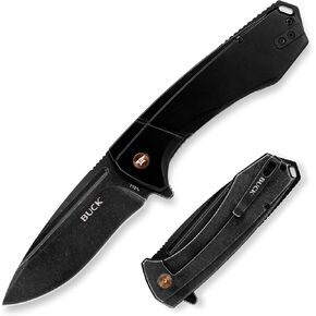Buck Knives 713 Ruckus Folding Pocket Knife, EDC Knife with Pocket Clip, 3.5" Drop Point Blade, Frame Lock Design, Anodized Aluminum Handle, D2 Steel, Black, 5.35 oz in Kuwait