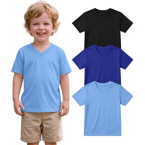 3 Pack Toddlers Boys Shirts Oversized Kids Short Sleeve V Neck Tops Baby Summer Cute Loose Basic Solid Tees 18m-5T in Kuwait