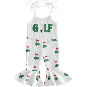 Kupretty Toddler Girl Overalls Baby Girl Summer Clothes Sleeveless Bell-Bottom One Piece Romper Jumpsuit Pants Cute Outfit in Saudi Arabia