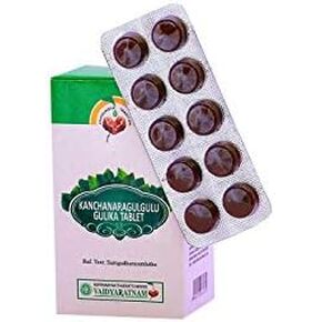 Vaidyaratnam Oushadhasala KANCHANARA GULGULU GULIKA (100 NOS) - by Venus.Exports in Saudi Arabia