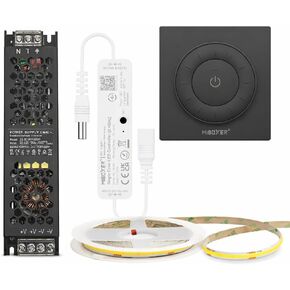 Remote Kit MLR1 Mini Single Color LED Controller & K3 Black Rotating Wheel Remote Bundle (24V 200W IP20 LED Driver + 24V COB LED Strip 480LED/m CRI90 4000K Natural White) in Kuwait
