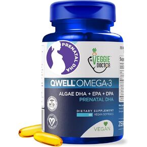 The Veggie Doctor نباتي قبل الولادة DHA وEPA وأوميغا 3 - أفضل من مكملات زيت السمك لتنمية الدماغ - قبل الولادة مع فيتامين E، 820 ملغ من الأحماض الدهنية أوميجا 3 الطحالب وبدون كاراجينان، 60 قيراط. in Kuwait