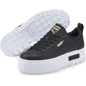 PUMA Girl's Mayze Leather (Big Kid) Puma White/Puma Team Gold 4 Big Kid M in Kuwait