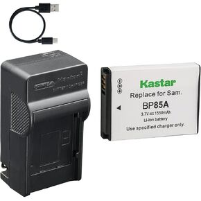 بطارية Kastar عبوة واحدة وشاحن تيار متردد وUSB-C، متوافق مع Samsung BP-85A EA-BP85A، متوافق مع الكاميرات الرقمية PL210 SH100 ST200 ST200F WB210 in Kuwait