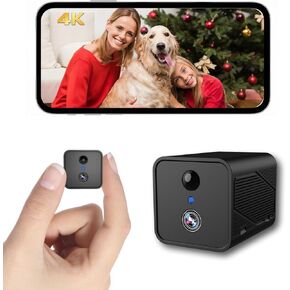 كاميرا صغيرة، كاميرا صغيرة لاسلكية بدقة 4K مع رؤية ليلية 940 نانومتر، طاقة منخفضة - ما يصل إلى 50 يومًا من الاستخدام، تجربة تخزين سحابي لمدة 30 يومًا + تخزين محلي، بدون رسوم شهرية (أسود) in Kuwait