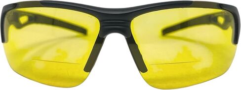 The Jackson HD Night Driving Safety Glasses with Bifocal Readers, Unisex Half Frame Wrap Around Yellow Lens Sunglasses for Men and Women, ANSI z87.1 Safety Glasses, Black / Yellow Lens + 2.50 in Saudi Arabia