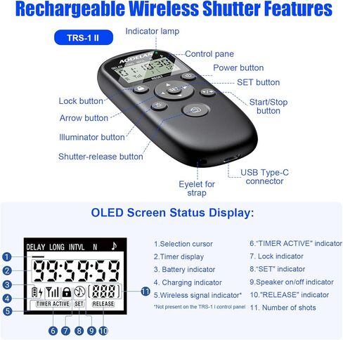 Rechargeable Intervalometer Timer Shutter Release Remote with LCD Screen Compatible with Sony A7 III A7 IV A7R IV A7C II A6600 A6700 RX100 VII ZV-1 ZV-E1 ZV-E10 II for Time-Lapse Photography in Saudi Arabia