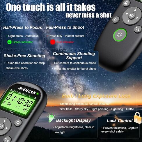 Rechargeable Intervalometer Timer Shutter Release Remote with LCD Screen Compatible with Sony A7 III A7 IV A7R IV A7C II A6600 A6700 RX100 VII ZV-1 ZV-E1 ZV-E10 II for Time-Lapse Photography in Saudi Arabia