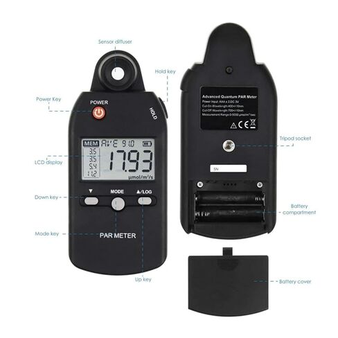 PAR Meter Illuminance Meter PPFD Sensor Full-Spectrum Record Function Indoor Outdoor Plant Light Meter in Kuwait