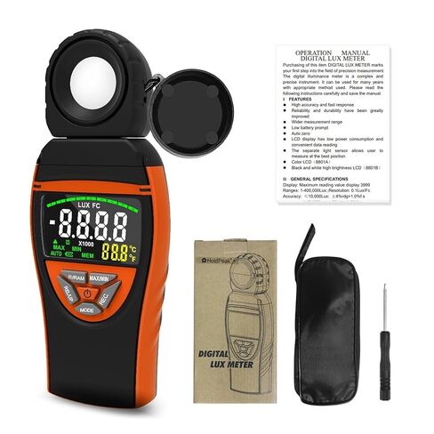 Professional Digital Light Meter 0.1-400,000 Lux/40,000 FC Range，270° Rotating Sensor Head ，Dual-Color Backlit Display in Kuwait