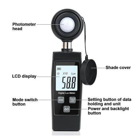 مقياس لوكس رقمي صغير بشاشة عرض LCD مقياس إضاءة محمول 0-200000 لوكس مقياس إضاءة عالي الدقة لوكس/FC قياس الفاحص in Kuwait