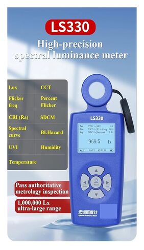 LS330 مقياس الضوء مقياس الإضاءة لوكس الإضاءة الطيفية متر الرقمية CCT UVI CRI Ra Lx FC تردد وميض in Kuwait