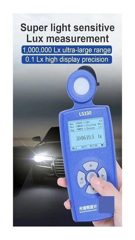 LS330 مقياس الضوء مقياس الإضاءة لوكس الإضاءة الطيفية متر الرقمية CCT UVI CRI Ra Lx FC تردد وميض in Kuwait
