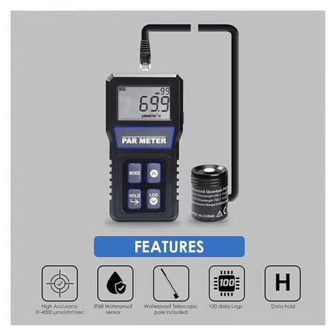 Reef Aquarium IP68 Waterproof Sensor Digital Full-Spectrum Reef Tank PAR Meter PPFD Tester(PAR-414) in Saudi Arabia