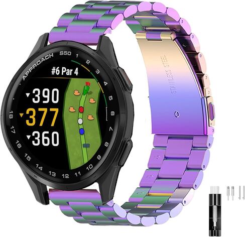 FitTurn 20MM Bands Compatible with Garmin Approach S50 S40 S42 S12/Forerunner 570 42MM/35/45/45s/55/158/165/245/645 Music Smartwatch, Replacement Metal Bracelet Premium Solid Stainless Steel Watch Band Strap Wristbands in Saudi Arabia