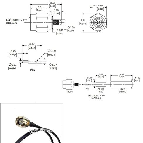 lsgoodcare SMA أنثى إلى USB الذكور موصل RG174 كابل 23.62inch و SMA الذكور المكونات لبيانات الكمبيوتر كابل USB الذكور RG174 سلك 23.62inch in Saudi Arabia