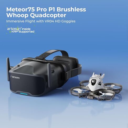 BETAFPV ELRS Meteor75 Pro P1 1S بدون فرشاة Cinewhoop بدون طيار كوادكوبتر مع 1080P P1 Air Unit HD VTX، Matrix 1S ​​3IN1 HD FC، 1102 22000KV Motor، 45mm 3-Blade Prop for FPV Cinematic، وقت الطيران يصل إلى 5.5 دقيقة in Kuwait