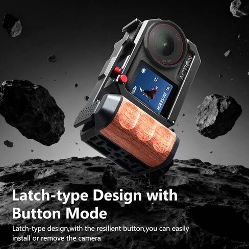 قفص كاميرا تصوير عمودي مع مقبض جانبي متوافق مع DJI OSMO Action 5 Pro Action 4 Action 3، قفص من النوع المنفصل ومقبض يدوي مع شريط تمديد مصراع متأرجح وحامل حذاء بارد مدمج in Kuwait