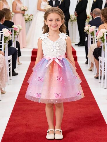 Girls Tutu Sleeveless Dress Kids Bow V Neck Tulle Skirt Outfits Toddler Girls Summer Princess Party Puffy Tulle Dresses 3-10T in Saudi Arabia