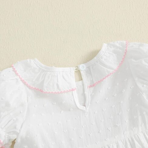 Toddler Baby Girl First Second Birthday Outfit Puff Sleeve Embroidery Smocked Dress Summer Party Princess Dress in Saudi Arabia