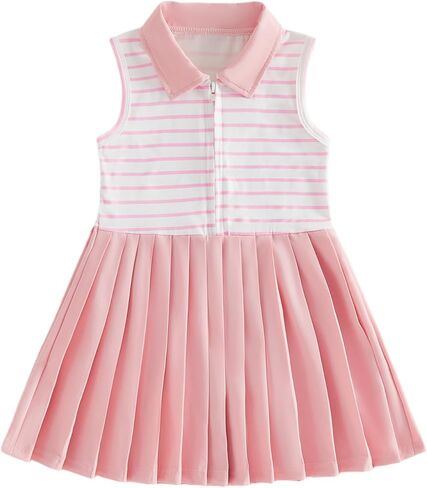 1-5Y Little Kids Toddler Baby Girl Summer Clothes Sleeveless Collared Button Dress Pockets Belted Tank Dresses in Saudi Arabia