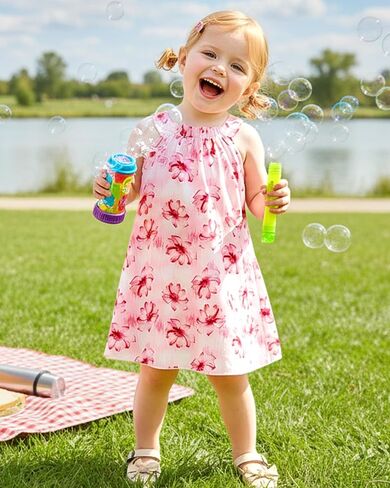 sweetabby Toddler Baby Girl Clothes Ruffle Sleeveless Dress Infant Halter Beach Sundress Summer Outfits Toddler Dress in Saudi Arabia