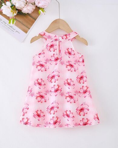 sweetabby Toddler Baby Girl Clothes Ruffle Sleeveless Dress Infant Halter Beach Sundress Summer Outfits Toddler Dress in Saudi Arabia