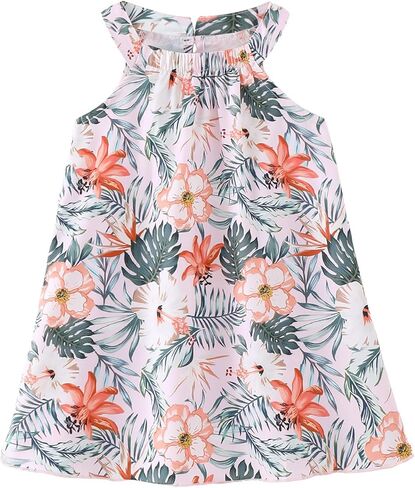 sweetabby Toddler Baby Girl Clothes Ruffle Sleeveless Dress Infant Halter Beach Sundress Summer Outfits Toddler Dress in Saudi Arabia