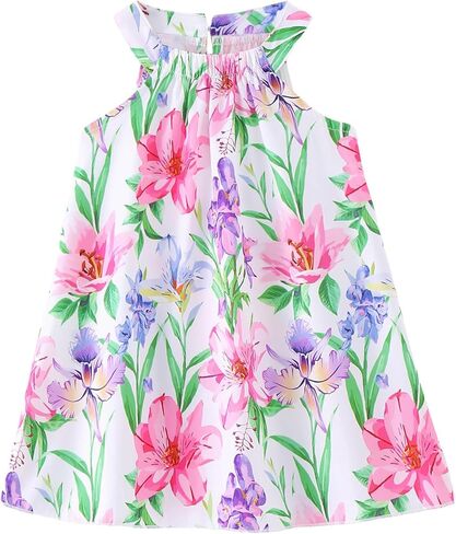 sweetabby Toddler Baby Girl Clothes Ruffle Sleeveless Dress Infant Halter Beach Sundress Summer Outfits Toddler Dress in Saudi Arabia